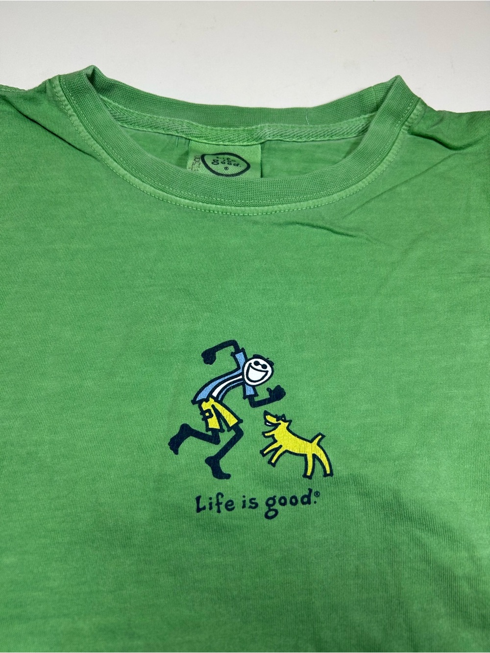 Life Is Good Women's Small Short Sleeved T Shirt Happy Jake Yellow Dog LIG